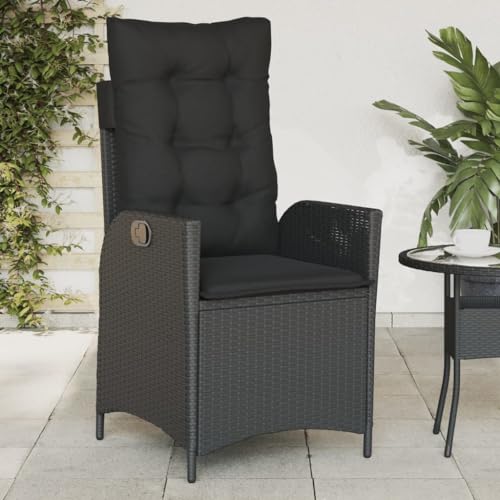 ZQQLVOO Gartensessel Verstellbar mit Kissen Schwarz Poly Rattan Sitzmöglichkeiten im Freien Balkonmöbel for Deck Patio ZQQLVOO Gartensessel Verstellbar mit Kissen Schwarz Poly Rattan Sitzmöglichkeiten im Freien Balkonmöbel for Deck Patio von ZQQLVOO