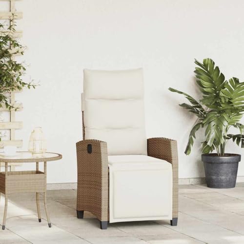 ZQQLVOO Gartensessel mit Beistelltisch Verstellbar Beige Poly Rattan Balkonstühle Balkonmöbel for Deck Outdoor ZQQLVOO Gartensessel mit Beistelltisch Verstellbar Beige Poly Rattan Balkonstühle Balkonmöbel for Deck Outdoor von ZQQLVOO