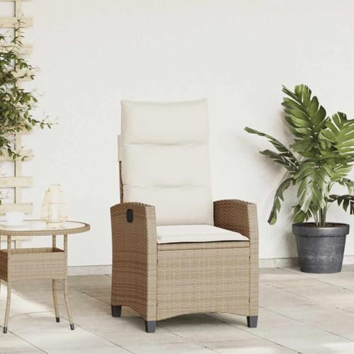 ZQQLVOO Gartensessel mit Beistelltisch Verstellbar Beige Poly Rattan Gartenmöbelstühle Balkonstühle for Patio Garden ZQQLVOO Gartensessel mit Beistelltisch Verstellbar Beige Poly Rattan Gartenmöbelstühle Balkonstühle for Patio Garden von ZQQLVOO