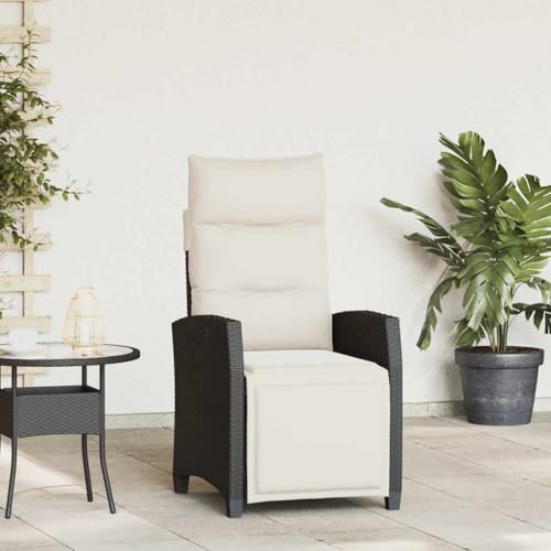 ZQQLVOO Gartensessel mit Beistelltisch Verstellbar Schwarz Poly Rattan Sitzmöglichkeiten im Freien Balkonmöbel for Balcony Lawn ZQQLVOO Gartensessel mit Beistelltisch Verstellbar Schwarz Poly Rattan Sitzmöglichkeiten im Freien Balkonmöbel for Balcony Lawn von ZQQLVOO