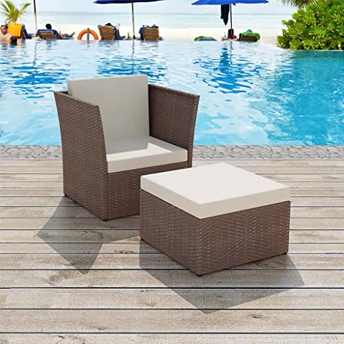 ZQQLVOO Gartensessel mit Fußhocker Poly Rattan Braun Gartenmöbel Gartenbestuhlung for Outdoor Patio ZQQLVOO Gartensessel mit Fußhocker Poly Rattan Braun Gartenmöbel Gartenbestuhlung for Outdoor Patio von ZQQLVOO