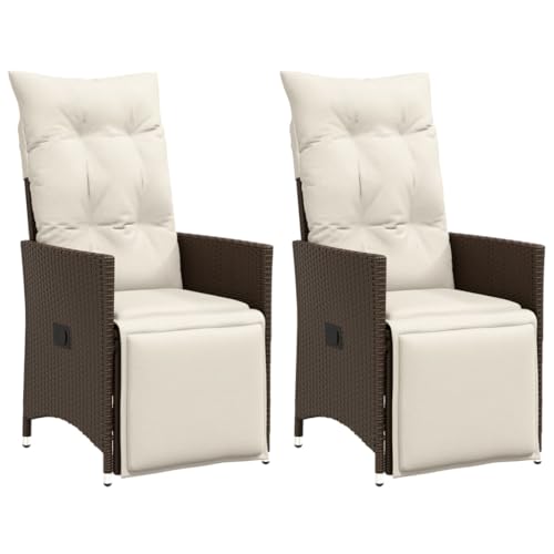 ZQQLVOO Gartensessel mit Kissen 2 STK. Verstellbar Braun Poly Rattan Outdoor-Stühle Sitzmöbel für den Garten for Deck Patio ZQQLVOO Gartensessel mit Kissen 2 STK. Verstellbar Braun Poly Rattan Outdoor-Stühle Sitzmöbel für den Garten for Deck Patio von ZQQLVOO