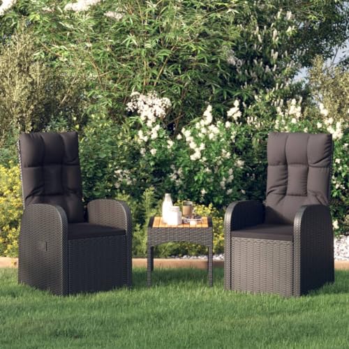ZQQLVOO Gartensessel mit Kissen 2 STK. Verstellbar Schwarz Poly Rattan Gartenmöbel Sitzmöbel für den Garten for Lawn Garden ZQQLVOO Gartensessel mit Kissen 2 STK. Verstellbar Schwarz Poly Rattan Gartenmöbel Sitzmöbel für den Garten for Lawn Garden von ZQQLVOO