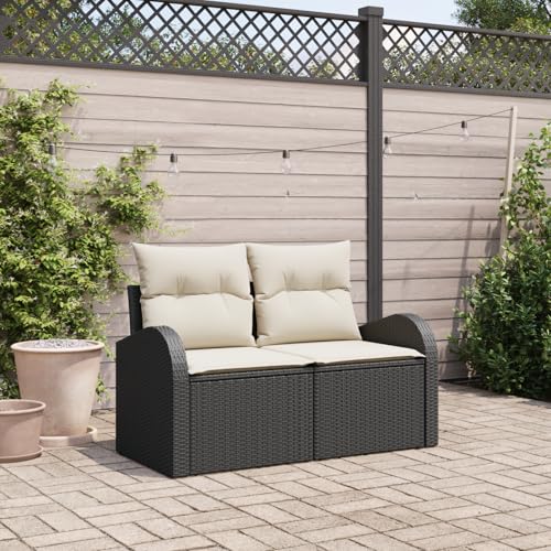 ZQQLVOO Gartensofa 2-Sitzer mit Stauraum und Kissen Schwarz Poly Rattan 使用逗号” for 卧室 von ZQQLVOO