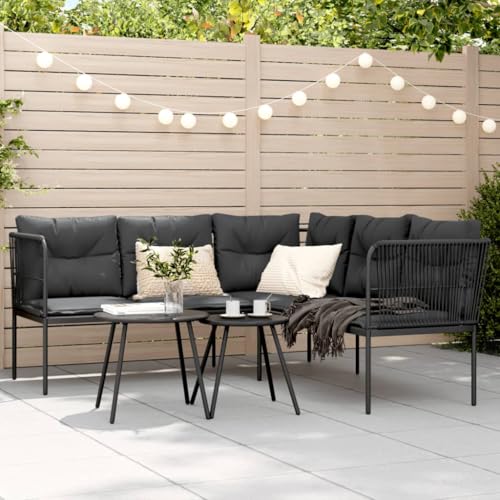 ZQQLVOO Gartensofa in L-Form mit Kissen Schwarz Stahl und Textilene “区分 for 室外 ZQQLVOO Gartensofa in L-Form mit Kissen Schwarz Stahl und Textilene “区分 for 室外 von ZQQLVOO