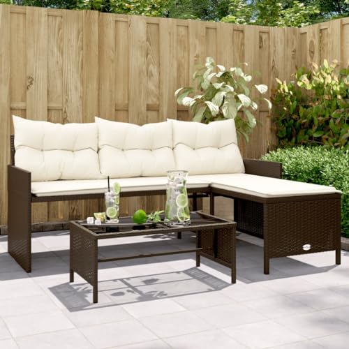 ZQQLVOO Gartensofa in L-Form mit Tisch und Kissen Braun Poly Rattan “区分 for 室外 ZQQLVOO Gartensofa in L-Form mit Tisch und Kissen Braun Poly Rattan “区分 for 室外 von ZQQLVOO
