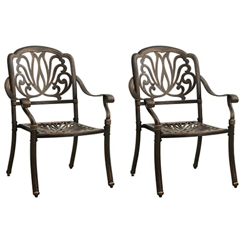 ZQQLVOO Gartenstühle 2 STK. Aluminiumguss Bronzen Sitzgelegenheiten für den Garten Gartenbestuhlung for Balcony Garden von ZQQLVOO