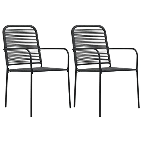 ZQQLVOO Gartenstühle 2 STK. Baumwollseil und Stahl Schwarz Outdoor-Stühle Balkonstühle for Patio Garden ZQQLVOO Gartenstühle 2 STK. Baumwollseil und Stahl Schwarz Outdoor-Stühle Balkonstühle for Patio Garden von ZQQLVOO