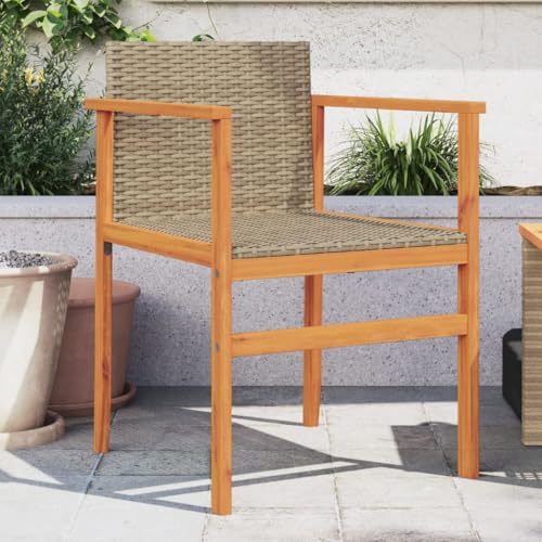 ZQQLVOO Gartenstühle 2 STK. Beige Poly Rattan und Massivholz Balkonstühle Balkonmöbel for Lawn Deck von ZQQLVOO