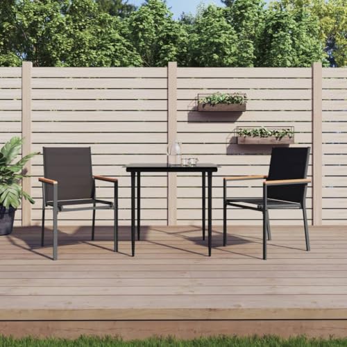 ZQQLVOO Gartenstühle 2 STK. Schwarz 55x61,5x90 cm Textilene und Stahl Balkonmöbel Gartenmöbelstühle for Balcony Deck ZQQLVOO Gartenstühle 2 STK. Schwarz 55x61,5x90 cm Textilene und Stahl Balkonmöbel Gartenmöbelstühle for Balcony Deck von ZQQLVOO