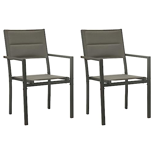 ZQQLVOO Gartenstühle 2 STK. Textilene und Stahl Grau und Anthrazit Gartenmöbel Balkonmöbel for Garden Outdoor von ZQQLVOO