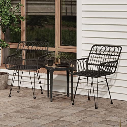 ZQQLVOO Gartenstühle 2 STK. mit Armlehnen Schwarz 56x64x80 cm PE-Rattan Gartenmöbel Balkonmöbel for Garden Balcony ZQQLVOO Gartenstühle 2 STK. mit Armlehnen Schwarz 56x64x80 cm PE-Rattan Gartenmöbel Balkonmöbel for Garden Balcony von ZQQLVOO