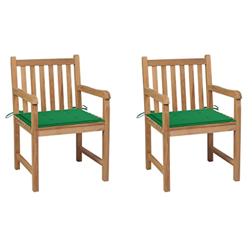ZQQLVOO Gartenstühle 2 STK. mit Grünen Kissen Massivholz Teak Terrassenmöbel Sitzmöglichkeiten im Freien for Patio Outdoor ZQQLVOO Gartenstühle 2 STK. mit Grünen Kissen Massivholz Teak Terrassenmöbel Sitzmöglichkeiten im Freien for Patio Outdoor von ZQQLVOO