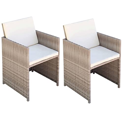 ZQQLVOO Gartenstühle 2 STK. mit Polstern und Kissen Poly Rattan Beige Sitzmöbel für den Garten Gartenmöbelstühle for Deck Garden ZQQLVOO Gartenstühle 2 STK. mit Polstern und Kissen Poly Rattan Beige Sitzmöbel für den Garten Gartenmöbelstühle for Deck Garden von ZQQLVOO