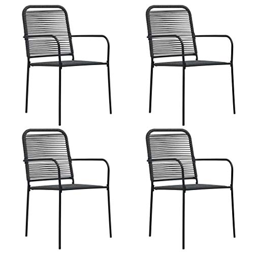 ZQQLVOO Gartenstühle 4 STK. Baumwollseil und Stahl Schwarz Outdoor-Stühle Gartenmöbelstühle for Lawn Patio von ZQQLVOO