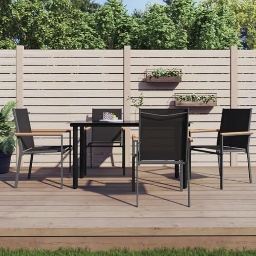 ZQQLVOO Gartenstühle 4 STK. Schwarz 55x61,5x90 cm Textilene und Stahl Gartenbestuhlung Balkonstühle for Patio Outdoor ZQQLVOO Gartenstühle 4 STK. Schwarz 55x61,5x90 cm Textilene und Stahl Gartenbestuhlung Balkonstühle for Patio Outdoor von ZQQLVOO