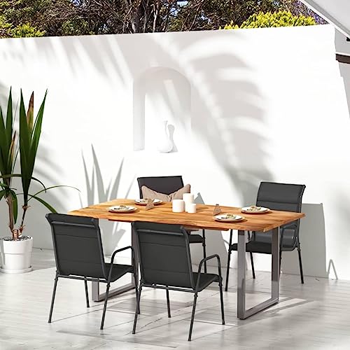 ZQQLVOO Gartenstühle 4 STK. Stahl und Textilene Schwarz Sitzmöbel für den Garten Terrassenmöbel for Deck Garden ZQQLVOO Gartenstühle 4 STK. Stahl und Textilene Schwarz Sitzmöbel für den Garten Terrassenmöbel for Deck Garden von ZQQLVOO