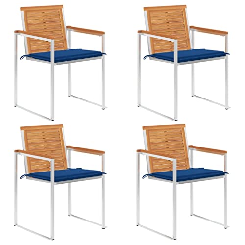 ZQQLVOO Gartenstühle 4 STK. mit Kissen Massivholz Akazie Outdoor-Stühle Sitzmöbel für den Garten for Outdoor Balcony von ZQQLVOO