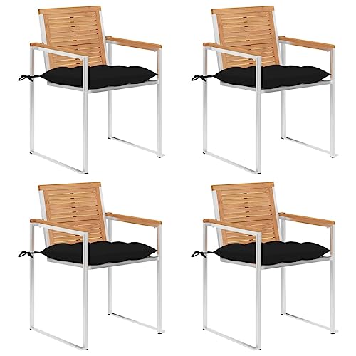 ZQQLVOO Gartenstühle 4 STK. mit Kissen Massivholz Teak Balkonmöbel Sitzgelegenheiten für den Garten for Patio Balcony ZQQLVOO Gartenstühle 4 STK. mit Kissen Massivholz Teak Balkonmöbel Sitzgelegenheiten für den Garten for Patio Balcony von ZQQLVOO