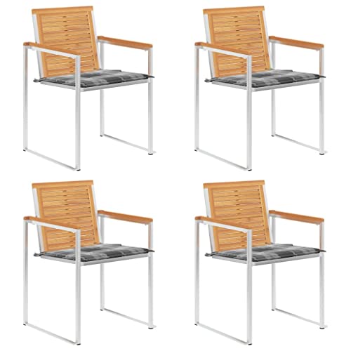 ZQQLVOO Gartenstühle 4 STK. mit Kissen Massivholz Teak Balkonstühle Gartenbestuhlung for Balcony Deck von ZQQLVOO