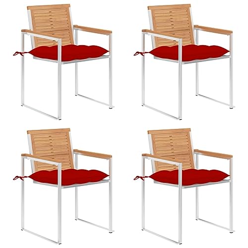 ZQQLVOO Gartenstühle 4 STK. mit Kissen Massivholz Teak Balkonstühle Terrassenmöbel for Patio Outdoor ZQQLVOO Gartenstühle 4 STK. mit Kissen Massivholz Teak Balkonstühle Terrassenmöbel for Patio Outdoor von ZQQLVOO