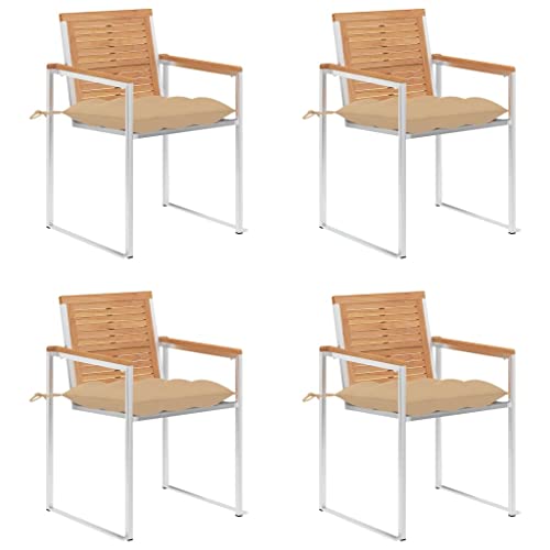 ZQQLVOO Gartenstühle 4 STK. mit Kissen Massivholz Teak Gartenmöbel Sitzmöglichkeiten im Freien for Garden Outdoor ZQQLVOO Gartenstühle 4 STK. mit Kissen Massivholz Teak Gartenmöbel Sitzmöglichkeiten im Freien for Garden Outdoor von ZQQLVOO
