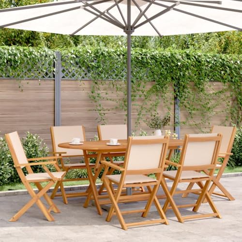ZQQLVOO Gartenstühle 6 STK. Klappbar Beige Stoff und Massivholz Outdoor-Stühle Sitzgelegenheiten für den Garten for Patio Deck ZQQLVOO Gartenstühle 6 STK. Klappbar Beige Stoff und Massivholz Outdoor-Stühle Sitzgelegenheiten für den Garten for Patio Deck von ZQQLVOO