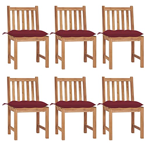 ZQQLVOO Gartenstühle 6 STK. mit Kissen Massivholz Teak Balkonmöbel Gartenbestuhlung for Lawn Outdoor von ZQQLVOO