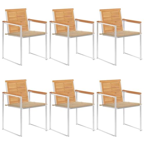 ZQQLVOO Gartenstühle 6 STK. mit Kissen Massivholz Teak Balkonstühle Outdoor-Stühle for Deck Patio ZQQLVOO Gartenstühle 6 STK. mit Kissen Massivholz Teak Balkonstühle Outdoor-Stühle for Deck Patio von ZQQLVOO