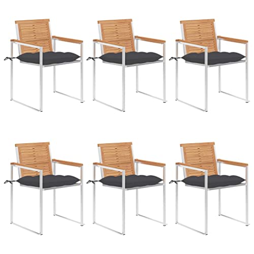 ZQQLVOO Gartenstühle 6 STK. mit Kissen Massivholz Teak Outdoor-Stühle Balkonmöbel for Lawn Deck von ZQQLVOO