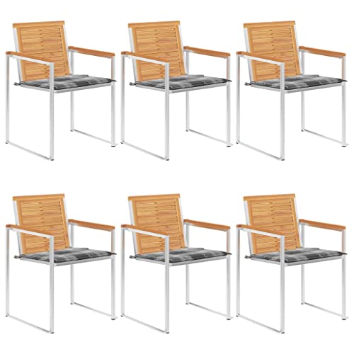 ZQQLVOO Gartenstühle 6 STK. mit Kissen Massivholz Teak Sitzmöbel für den Garten Outdoor-Stühle for Balcony Outdoor von ZQQLVOO