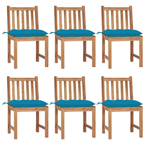 ZQQLVOO Gartenstühle 6 STK. mit Kissen Massivholz Teak Terrassenmöbel Gartenmöbel for Balcony Lawn von ZQQLVOO