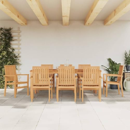 ZQQLVOO Gartenstühle 8 STK. Stapelbar 56,5x57,5x91 cm Massivholz Teak Gartenbestuhlung Balkonstühle for Deck Lawn von ZQQLVOO