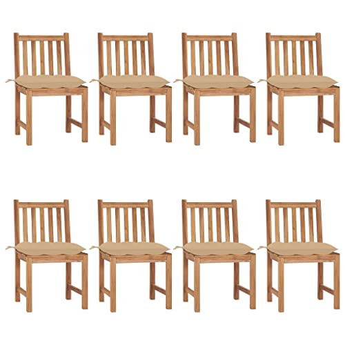 ZQQLVOO Gartenstühle 8 STK. mit Kissen Massivholz Teak Balkonmöbel Outdoor-Stühle for Outdoor Patio von ZQQLVOO