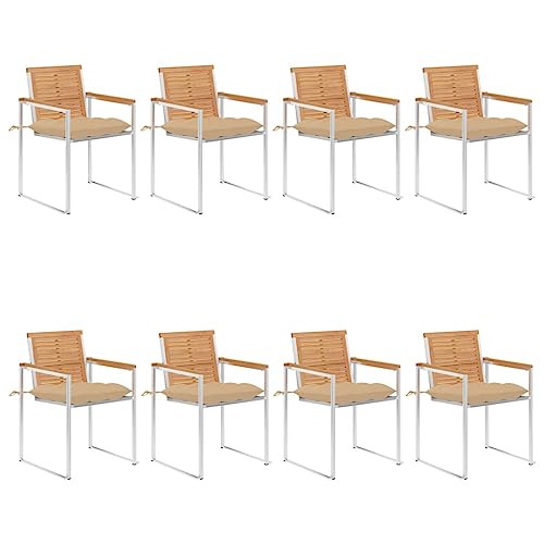 ZQQLVOO Gartenstühle 8 STK. mit Kissen Massivholz Teak Gartenmöbel Gartenmöbelstühle for Balcony Patio von ZQQLVOO
