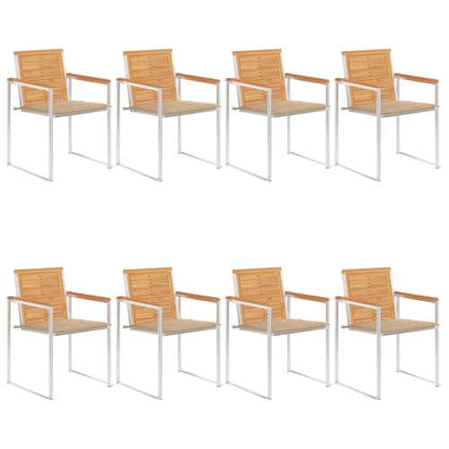 ZQQLVOO Gartenstühle 8 STK. mit Kissen Massivholz Teak Sitzgelegenheiten für den Garten Outdoor-Stühle for Lawn Deck von ZQQLVOO