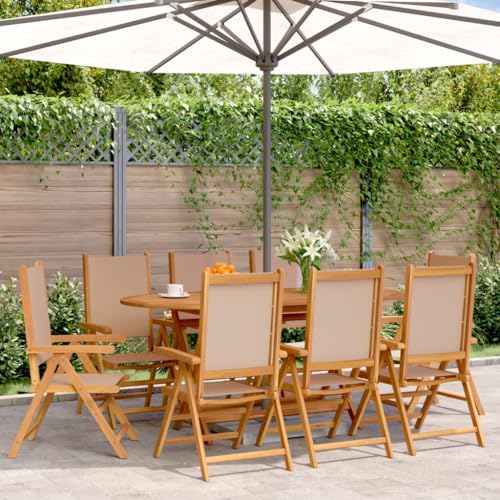 ZQQLVOO Gartenstühle Verstellbar 8 STK. Taupe Stoff und Massivholz Outdoor-Stühle Sitzmöbel für den Garten for Balcony Garden ZQQLVOO Gartenstühle Verstellbar 8 STK. Taupe Stoff und Massivholz Outdoor-Stühle Sitzmöbel für den Garten for Balcony Garden von ZQQLVOO
