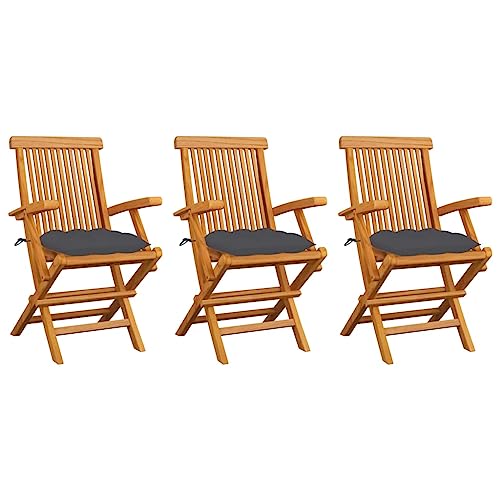ZQQLVOO Gartenstühle mit Anthrazit Kissen 3 STK. Massivholz Teak Balkonmöbel Sitzgelegenheiten für den Garten for Balcony Lawn ZQQLVOO Gartenstühle mit Anthrazit Kissen 3 STK. Massivholz Teak Balkonmöbel Sitzgelegenheiten für den Garten for Balcony Lawn von ZQQLVOO