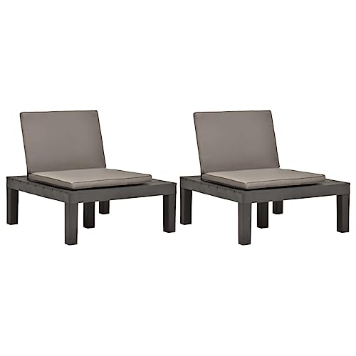 ZQQLVOO Gartenstühle mit Auflagen 2 STK. Kunststoff Anthrazit Balkonmöbel Balkonstühle for Balcony Patio von ZQQLVOO