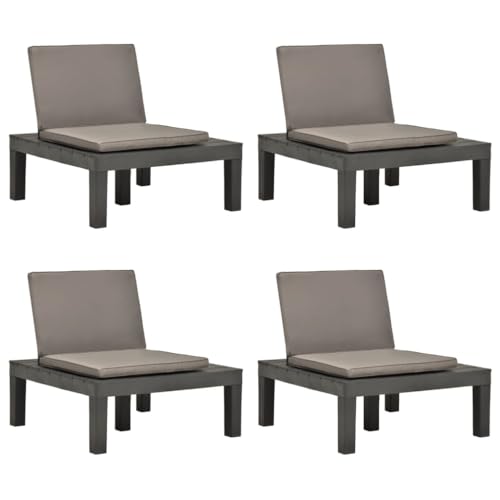 ZQQLVOO Gartenstühle mit Auflagen 4 STK. Kunststoff Anthrazit Balkonmöbel Terrassenmöbel for Garden Lawn von ZQQLVOO