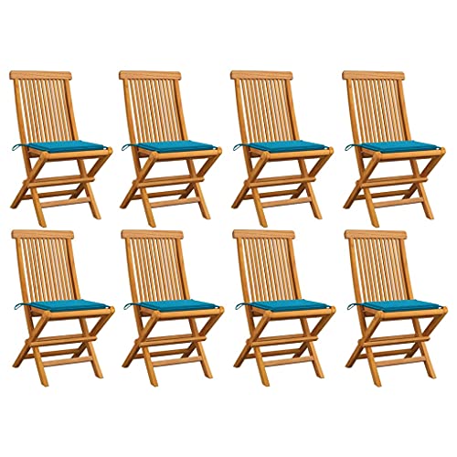 ZQQLVOO Gartenstühle mit Blauen Kissen 8 STK. Massivholz Teak Balkonstühle Sitzmöglichkeiten im Freien for Balcony Lawn ZQQLVOO Gartenstühle mit Blauen Kissen 8 STK. Massivholz Teak Balkonstühle Sitzmöglichkeiten im Freien for Balcony Lawn von ZQQLVOO