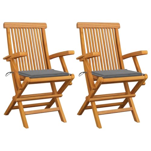 ZQQLVOO Gartenstühle mit Grauen Kissen 2 STK. Massivholz Teak Sitzgelegenheiten für den Garten Outdoor-Stühle for Patio Lawn ZQQLVOO Gartenstühle mit Grauen Kissen 2 STK. Massivholz Teak Sitzgelegenheiten für den Garten Outdoor-Stühle for Patio Lawn von ZQQLVOO