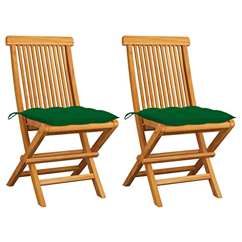 ZQQLVOO Gartenstühle mit Grünen Kissen 2 STK. Massivholz Teak Terrassenmöbel Outdoor-Stühle for Patio Outdoor ZQQLVOO Gartenstühle mit Grünen Kissen 2 STK. Massivholz Teak Terrassenmöbel Outdoor-Stühle for Patio Outdoor von ZQQLVOO