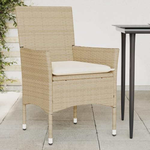 ZQQLVOO Gartenstühle mit Kissen 2 STK. Beige Poly Rattan Gartenbestuhlung Gartenmöbelstühle for Patio Deck ZQQLVOO Gartenstühle mit Kissen 2 STK. Beige Poly Rattan Gartenbestuhlung Gartenmöbelstühle for Patio Deck von ZQQLVOO
