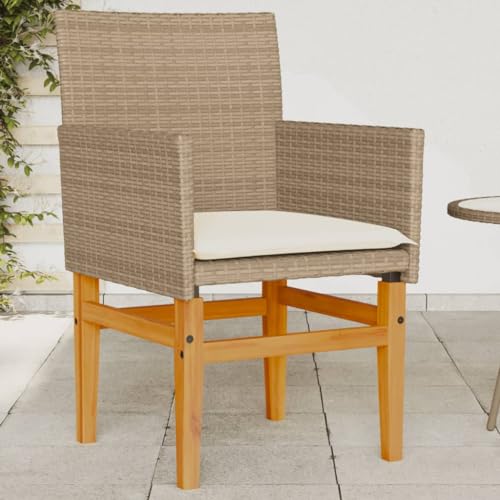 ZQQLVOO Gartenstühle mit Kissen 2 STK. Beige Poly Rattan Massivholz Gartenmöbel Outdoor-Stühle for Patio Lawn ZQQLVOO Gartenstühle mit Kissen 2 STK. Beige Poly Rattan Massivholz Gartenmöbel Outdoor-Stühle for Patio Lawn von ZQQLVOO