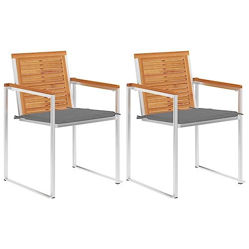 ZQQLVOO Gartenstühle mit Kissen 2 STK. Massivholz Akazie und Stahl Outdoor-Stühle Balkonstühle for Outdoor Patio ZQQLVOO Gartenstühle mit Kissen 2 STK. Massivholz Akazie und Stahl Outdoor-Stühle Balkonstühle for Outdoor Patio von ZQQLVOO