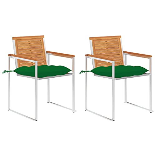 ZQQLVOO Gartenstühle mit Kissen 2 STK. Massivholz Akazie und Stahl Sitzmöglichkeiten im Freien Terrassenmöbel for Garden Balcony ZQQLVOO Gartenstühle mit Kissen 2 STK. Massivholz Akazie und Stahl Sitzmöglichkeiten im Freien Terrassenmöbel for Garden Balcony von ZQQLVOO