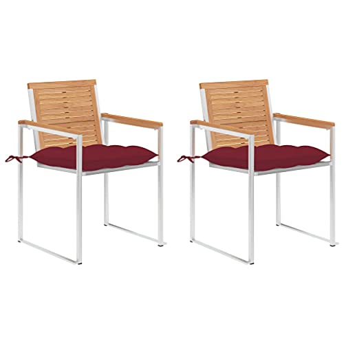 ZQQLVOO Gartenstühle mit Kissen 2 STK. Massivholz Teak und Stahl Balkonmöbel Terrassenmöbel for Lawn Patio ZQQLVOO Gartenstühle mit Kissen 2 STK. Massivholz Teak und Stahl Balkonmöbel Terrassenmöbel for Lawn Patio von ZQQLVOO