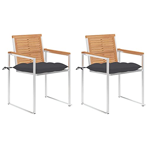 ZQQLVOO Gartenstühle mit Kissen 2 STK. Massivholz Teak und Stahl Gartenmöbel Balkonstühle for Outdoor Deck ZQQLVOO Gartenstühle mit Kissen 2 STK. Massivholz Teak und Stahl Gartenmöbel Balkonstühle for Outdoor Deck von ZQQLVOO
