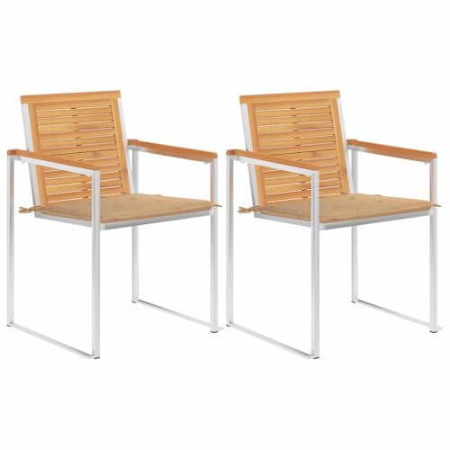 ZQQLVOO Gartenstühle mit Kissen 2 STK. Massivholz Teak und Stahl Gartenmöbel Outdoor-Stühle for Garden Patio ZQQLVOO Gartenstühle mit Kissen 2 STK. Massivholz Teak und Stahl Gartenmöbel Outdoor-Stühle for Garden Patio von ZQQLVOO